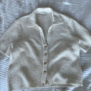 Abercrombie Cream Knit Button-Up Cardigan